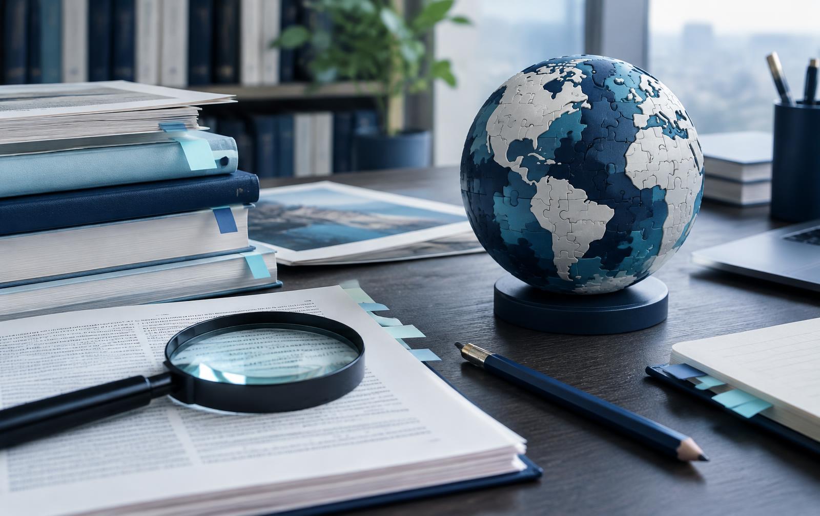 Reference books, citations, and an encyclopedia globe