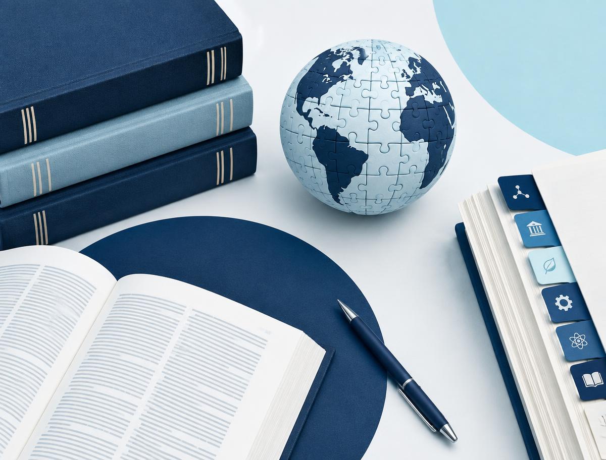 Reference books, citations, and an encyclopedia globe