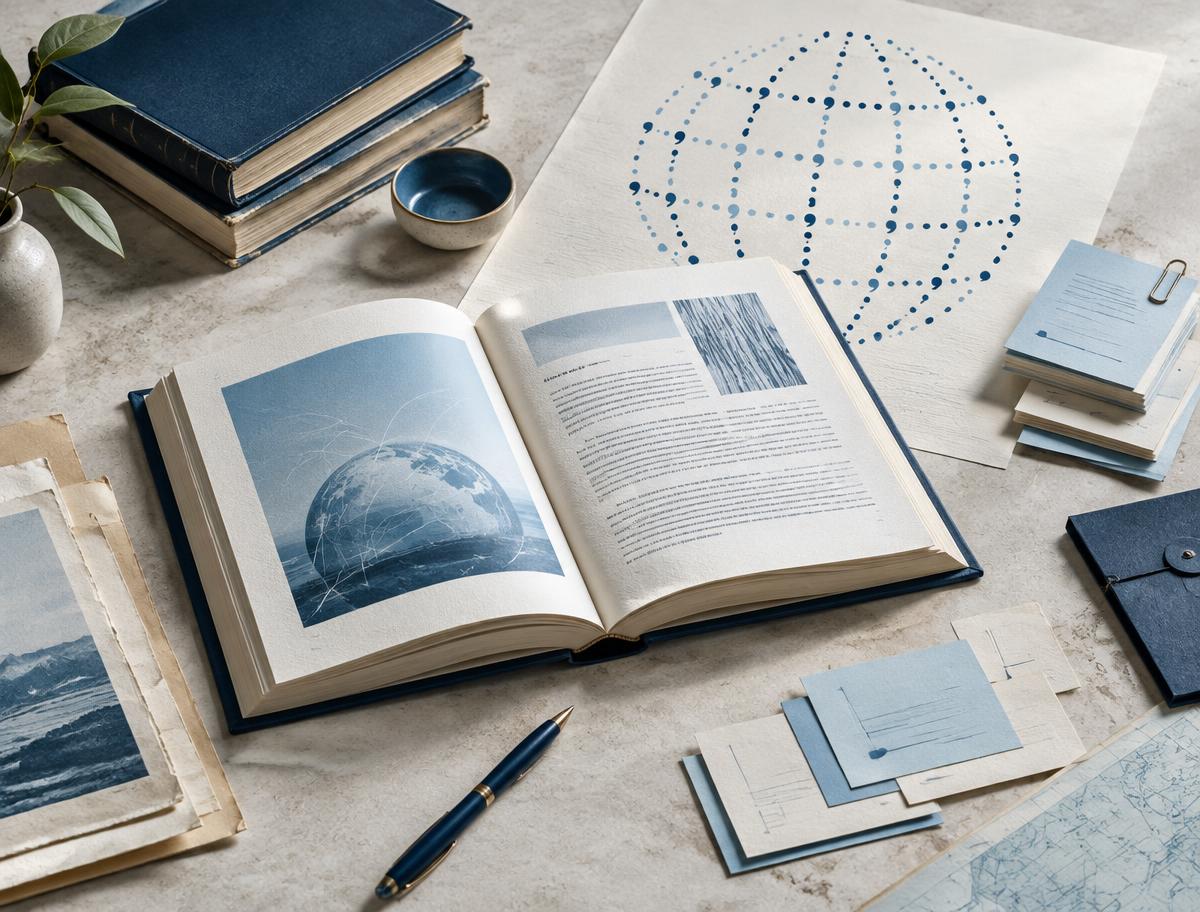 Reference books, citations, and an encyclopedia globe